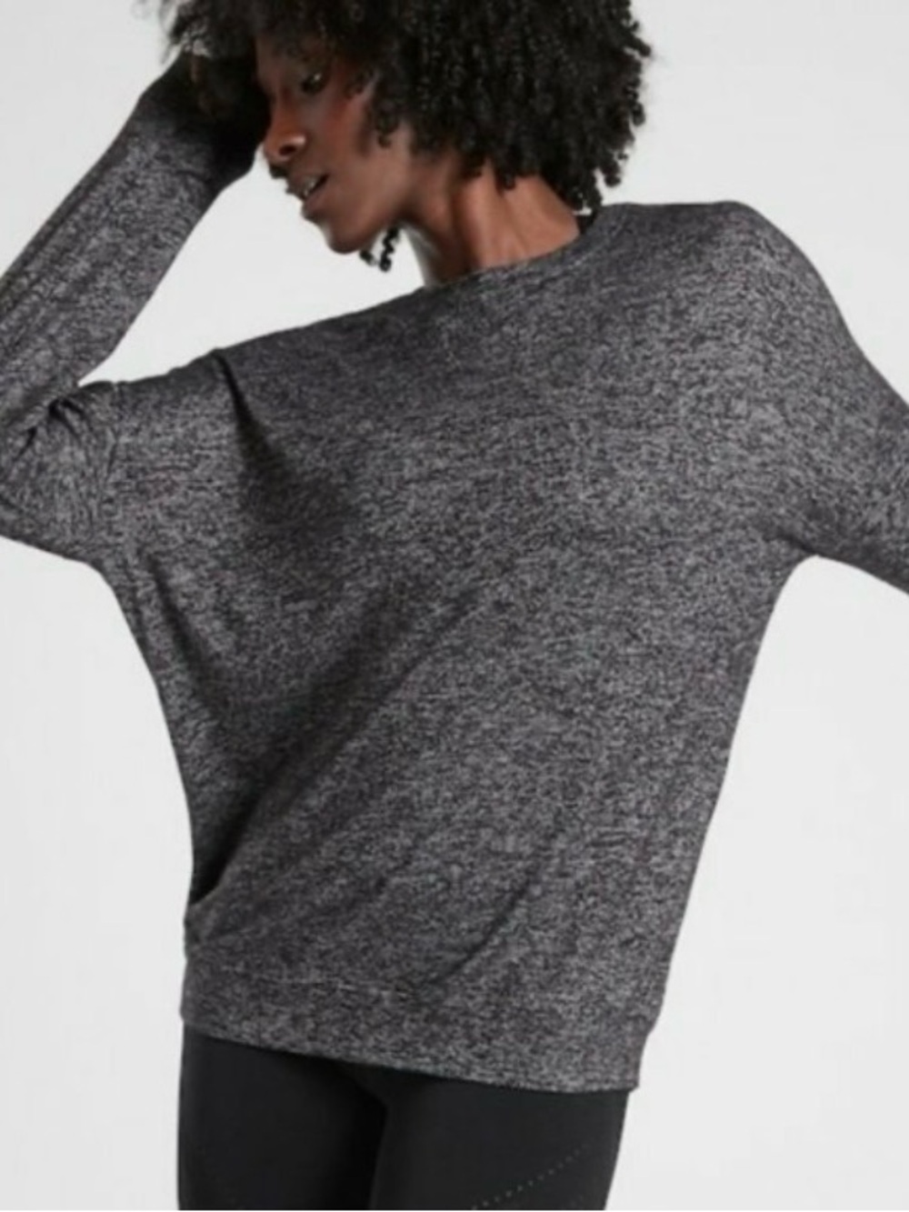 Athleta Mindful Soft Pullover Top In Charcoal Heather Gray